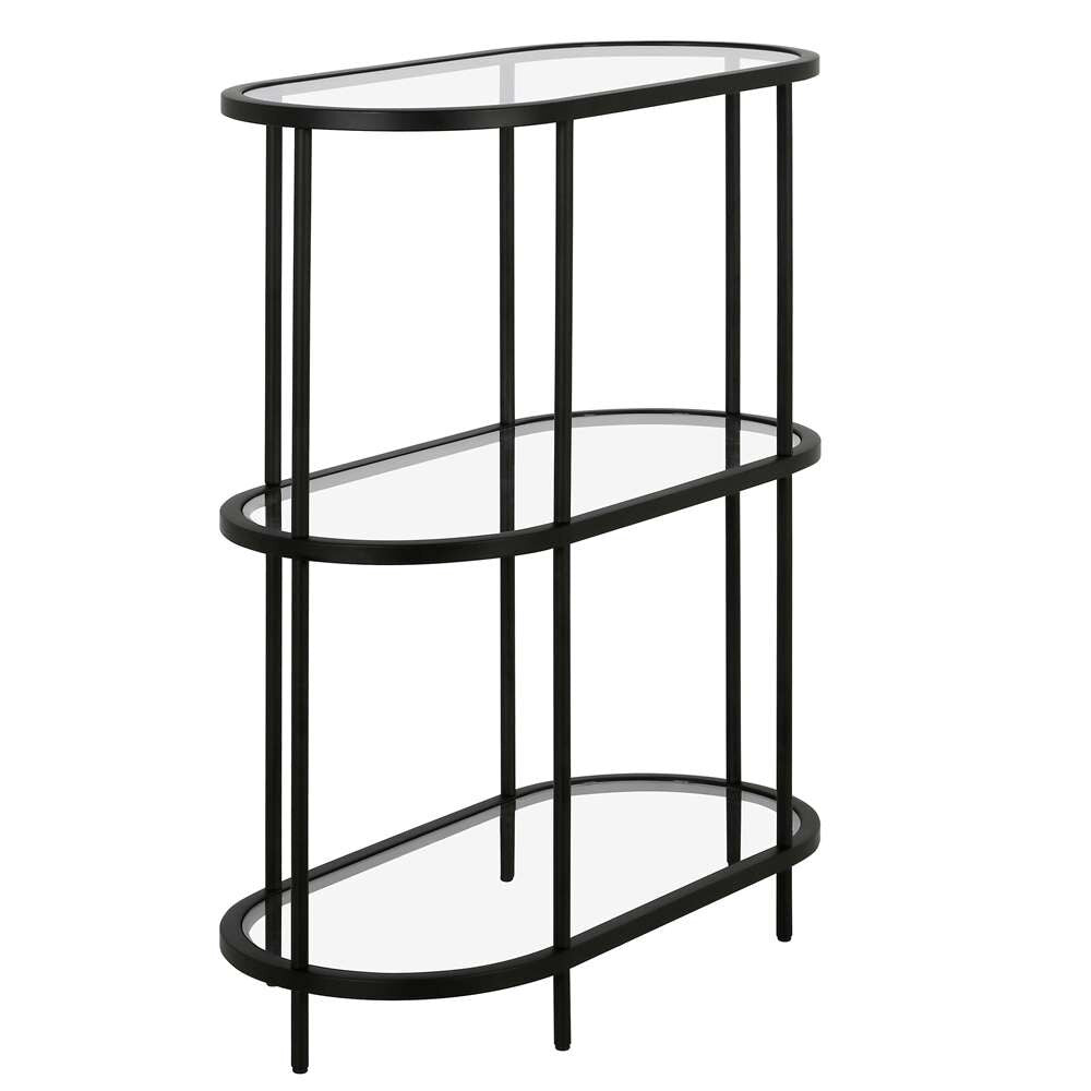 Hudson & Canal - Leif 30in Wide Oval Bookcase in Blackened Bronze - BK1056 veiw 4