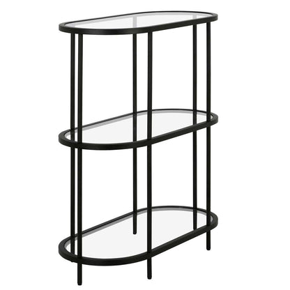 Hudson & Canal - Leif 30in Wide Oval Bookcase in Blackened Bronze - BK1056 veiw 4