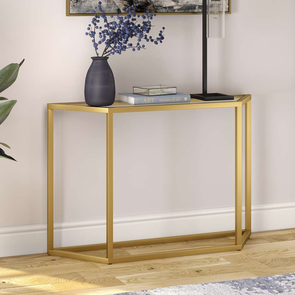 Hudson & Canal - Levi 44in Wide Trapezoid Console Table in Brass - AT0429 veiw 2