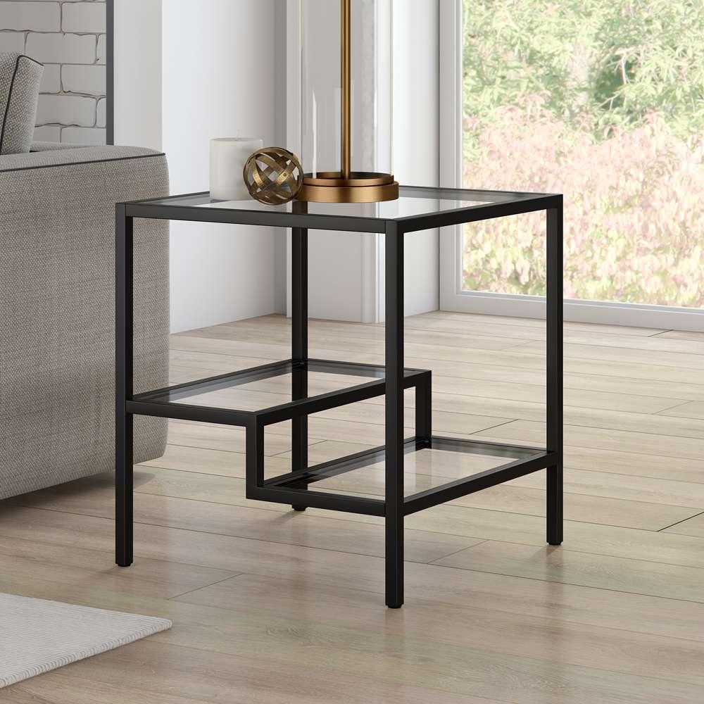 Hudson & Canal - Lovett 20in Wide Square Side Table in Blackened Bronze - ST0313 veiw 2