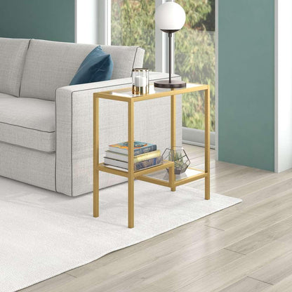 Hudson & Canal - Lovett 24in Wide Rectangular Side Table in Brass - ST1315 veiw 2