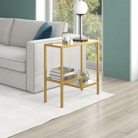 Hudson & Canal - Lovett 24in Wide Rectangular Side Table in Brass - ST1315 veiw 2