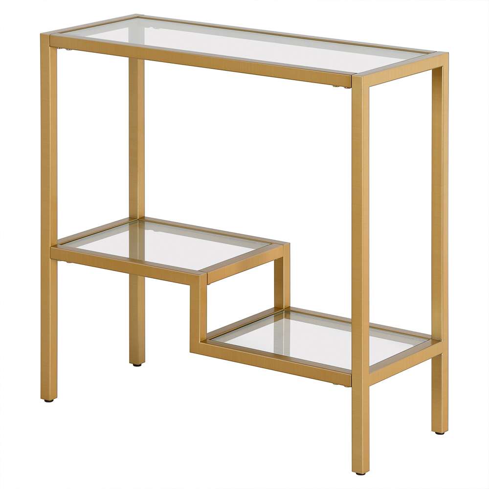 Hudson & Canal - Lovett 24in Wide Rectangular Side Table in Brass - ST1315 veiw 4