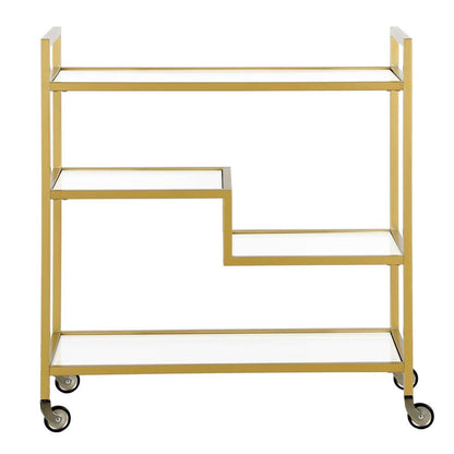 Hudson & Canal - Lovett 33in Wide Rectangular Bar Cart with Glass Shelves in Brass - BC1741 veiw 3
