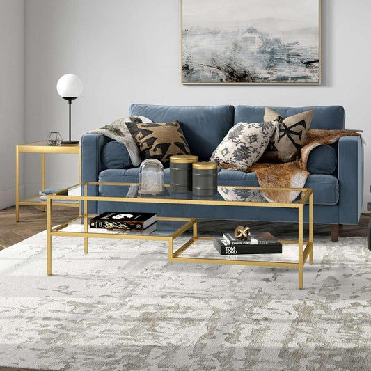 Hudson & Canal - Lovett 54in Wide Rectangular Coffee Table in Brass - CT1227 veiw 2