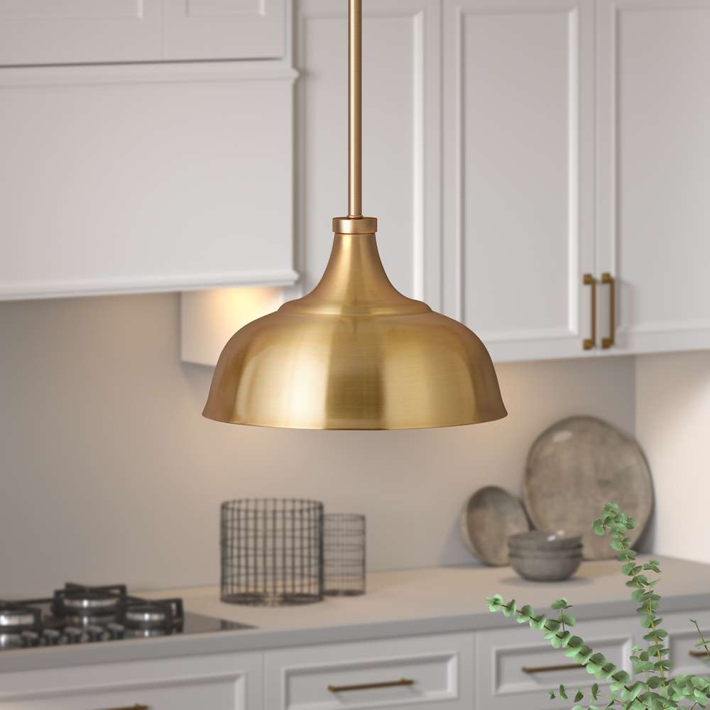 Hudson & Canal - Mackenzie 10.75in Wide Pendant with Metal Shade in Brass/Brass - PD0701 veiw 2