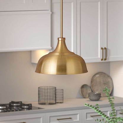 Hudson & Canal - Mackenzie 10.75in Wide Pendant with Metal Shade in Brass/Brass - PD0701 veiw 2