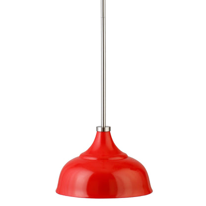 Hudson & Canal - Mackenzie 10.75in Wide Pendant with Metal Shade in Poppy Red/Polished Nickel/Poppy Red - PD1451