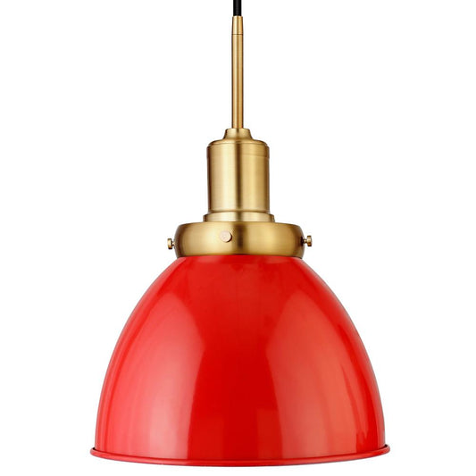 Hudson & Canal - Madison 12in Wide Pendant with Metal Shade in Poppy Red/Brass/Poppy Red - PD1446 veiw 2
