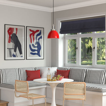 Hudson & Canal - Madison 12in Wide Pendant with Metal Shade in Poppy Red/Polished Nickel/Poppy Red - PD1447
