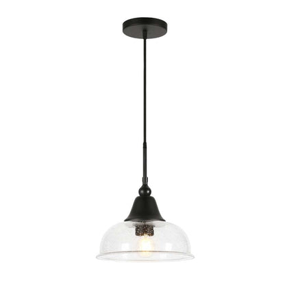 Hudson & Canal - Magnolia 10.75in Wide Pendant with Glass Shade in Blackened Bronze/Seeded - PD0328 veiw 3