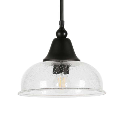 Hudson & Canal - Magnolia 10.75in Wide Pendant with Glass Shade in Blackened Bronze/Seeded - PD0328 veiw 4