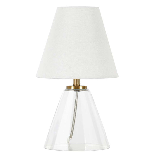Hudson & Canal - Makenna 13.62in Tall Mini Lamp with Fabric Shade in Clear Glass/White - ML0918 veiw 1