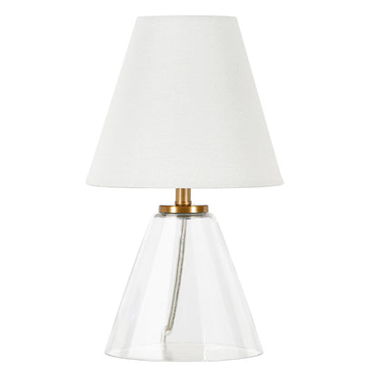 Hudson & Canal - Makenna 13.62in Tall Mini Lamp with Fabric Shade in Clear Glass/White - ML0918