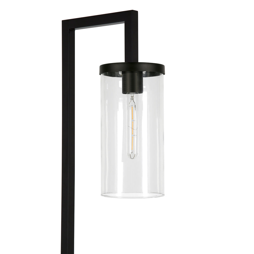 Hudson & Canal - Malva 67.75in Tall Floor Lamp with Glass Shade in Blackened Bronze/Clear - FL0419