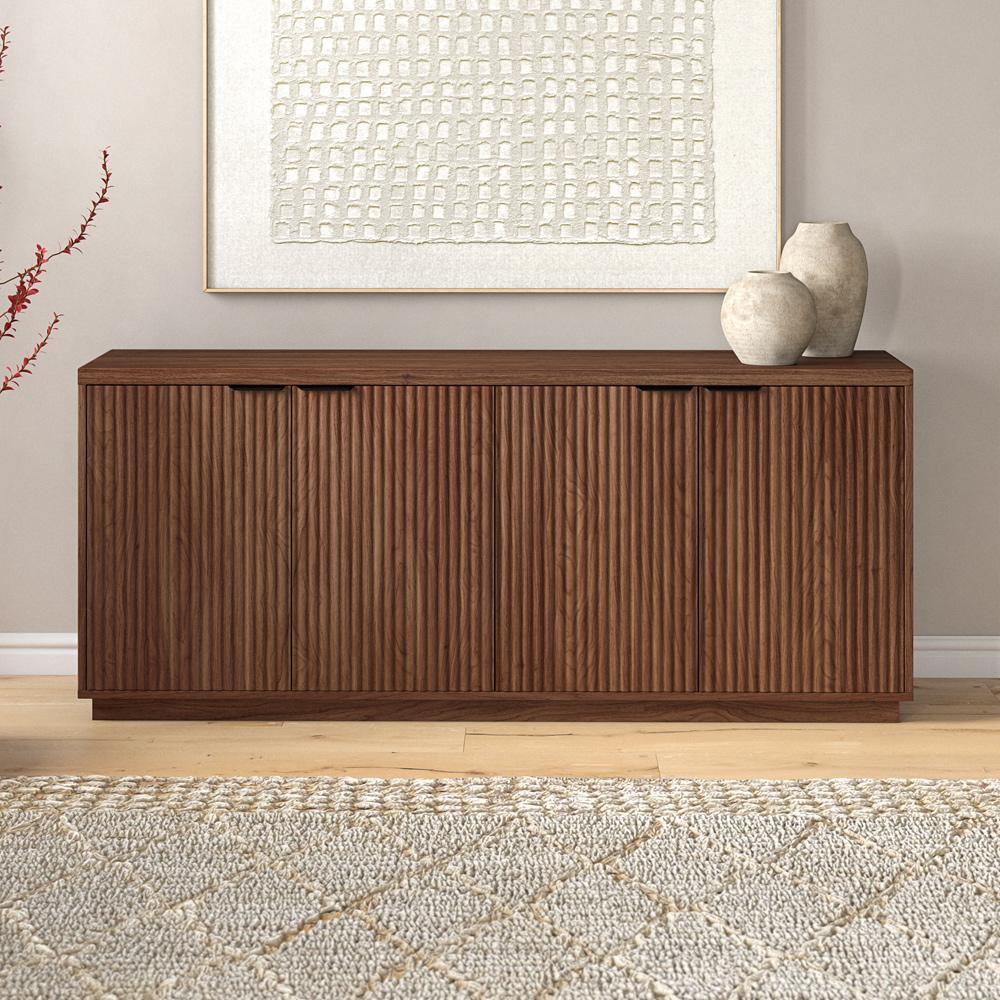 Hudson & Canal - Mansfield 68in Wide Rectangular Buffet Table in Satin Walnut - BF2338 veiw 4