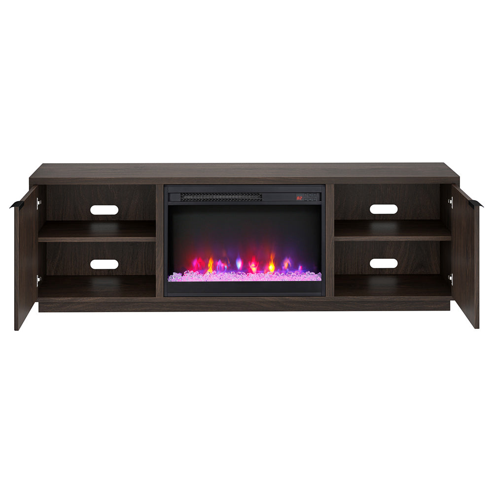 Hudson & Canal - Mansfield Rectangular TV Stand with 26in Crystal Fireplace for TVs up to 78in in Alder Brown - TV2314