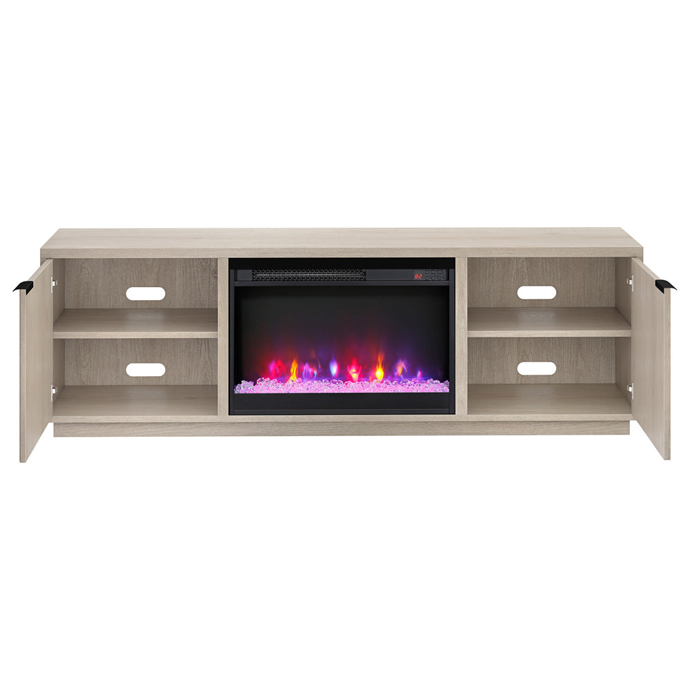 Hudson & Canal - Mansfield Rectangular TV Stand with 26in Crystal Fireplace for TVs up to 78in in Alder White - TV2313
