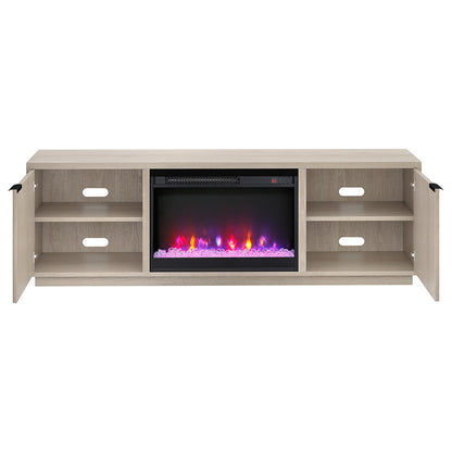 Hudson & Canal - Mansfield Rectangular TV Stand with 26in Crystal Fireplace for TVs up to 78in in Alder White - TV2313