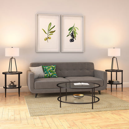 Hudson & Canal - Marduk 25.5in Tall Table Lamp with Fabric Shade in Blackened Bronze/White - TL0126