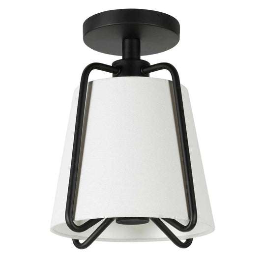 Hudson & Canal - Marduk 9.5in Semi Flush Mount with Fabric Shade in Blackened Bronze/White - SF1648 veiw 1