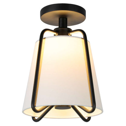 Hudson & Canal - Marduk 9.5in Semi Flush Mount with Fabric Shade in Blackened Bronze/White - SF1648 veiw 3