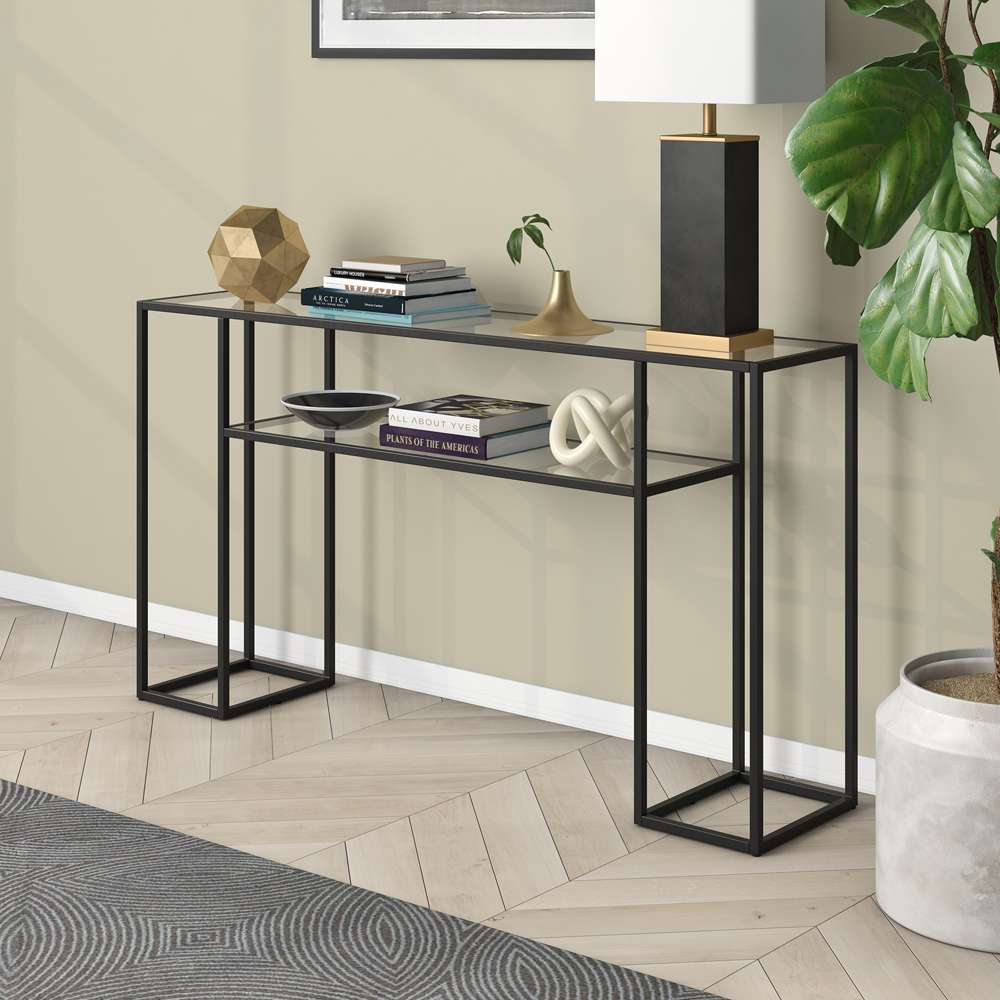 Hudson & Canal - Marilyn 55in Wide Rectangular Console Table in Blackened Bronze - AT1537 veiw 2