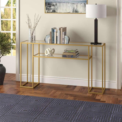 Hudson & Canal - Marilyn 55in Wide Rectangular Console Table in Brass - AT1536 veiw 2