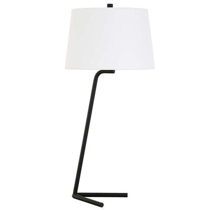 Hudson & Canal - Markos 28.5in Tall Tilted Table Lamp with Fabric Shade in Blackened Bronze/White - TL0889 veiw 1