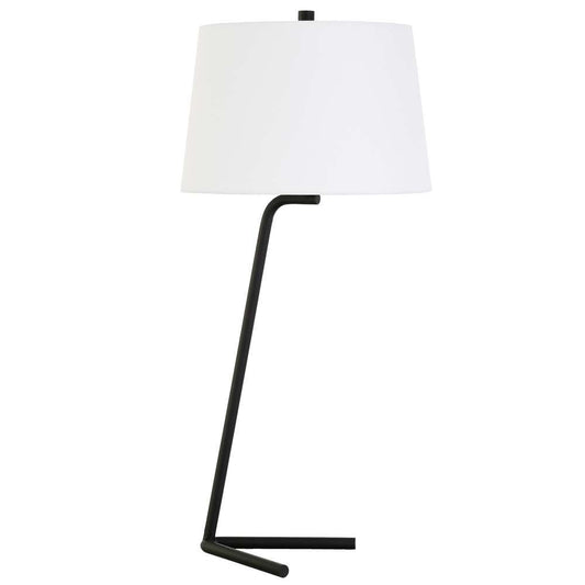 Hudson & Canal - Markos 28.5in Tall Tilted Table Lamp with Fabric Shade in Blackened Bronze/White - TL0889 veiw 1