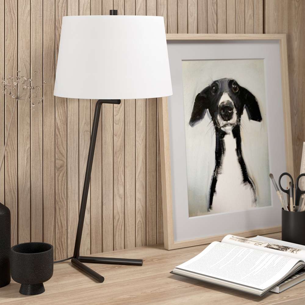 Hudson & Canal - Markos 28.5in Tall Tilted Table Lamp with Fabric Shade in Blackened Bronze/White - TL0889 veiw 2