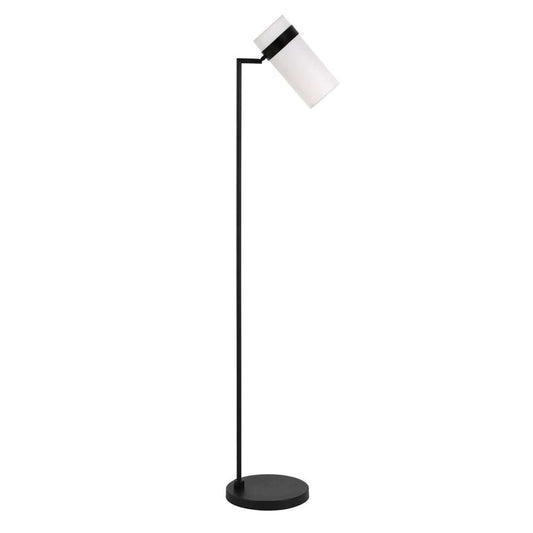 Hudson & Canal - Marsden 60in Tall Floor Lamp with Fabric Shade in Blackened Bronze/White - FL0194 veiw 1