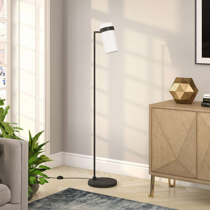 Hudson & Canal - Marsden 60in Tall Floor Lamp with Fabric Shade in Blackened Bronze/White - FL0194 veiw 2