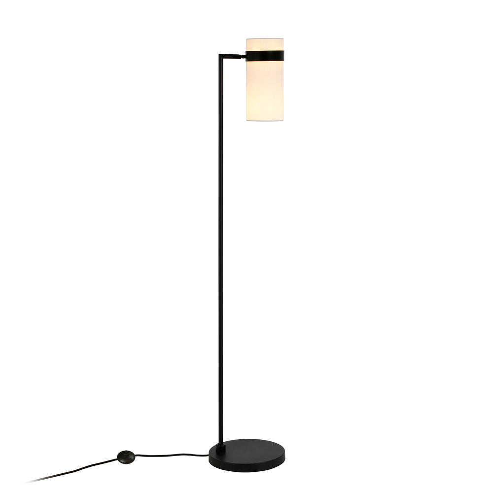 Hudson & Canal - Marsden 60in Tall Floor Lamp with Fabric Shade in Blackened Bronze/White - FL0194