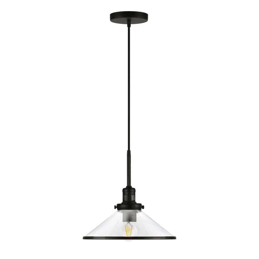 Hudson & Canal - Milo 12.25in Wide Pendant with Glass Shade in Blackened Bronze/Clear - PD0336 veiw 1