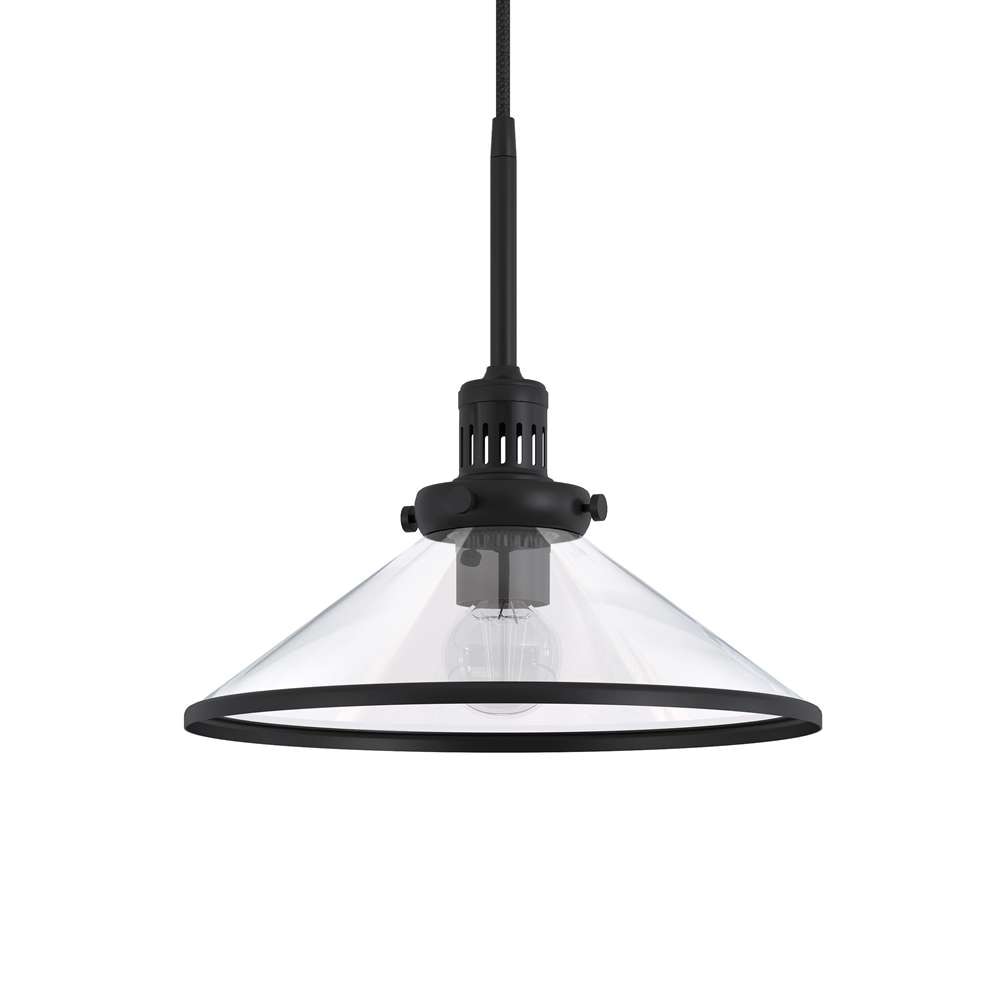 Hudson & Canal - Milo 12.25in Wide Pendant with Glass Shade in Blackened Bronze/Clear - PD0336 veiw 3
