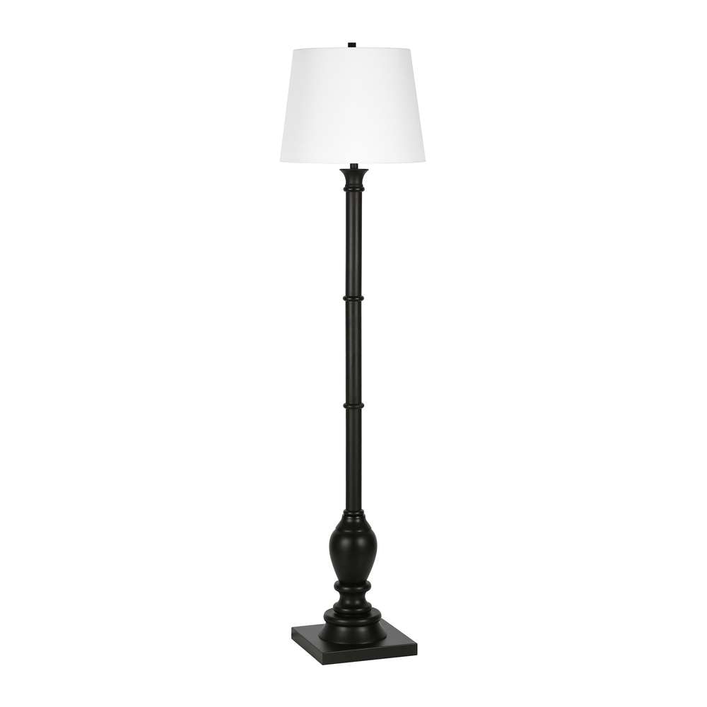 Hudson & Canal - Minnie Farmhouse Floor Lamp with Fabric Shade in Blackened Bronze/White - FL0367 veiw 1