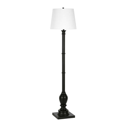 Hudson & Canal - Minnie Farmhouse Floor Lamp with Fabric Shade in Blackened Bronze/White - FL0367 veiw 1