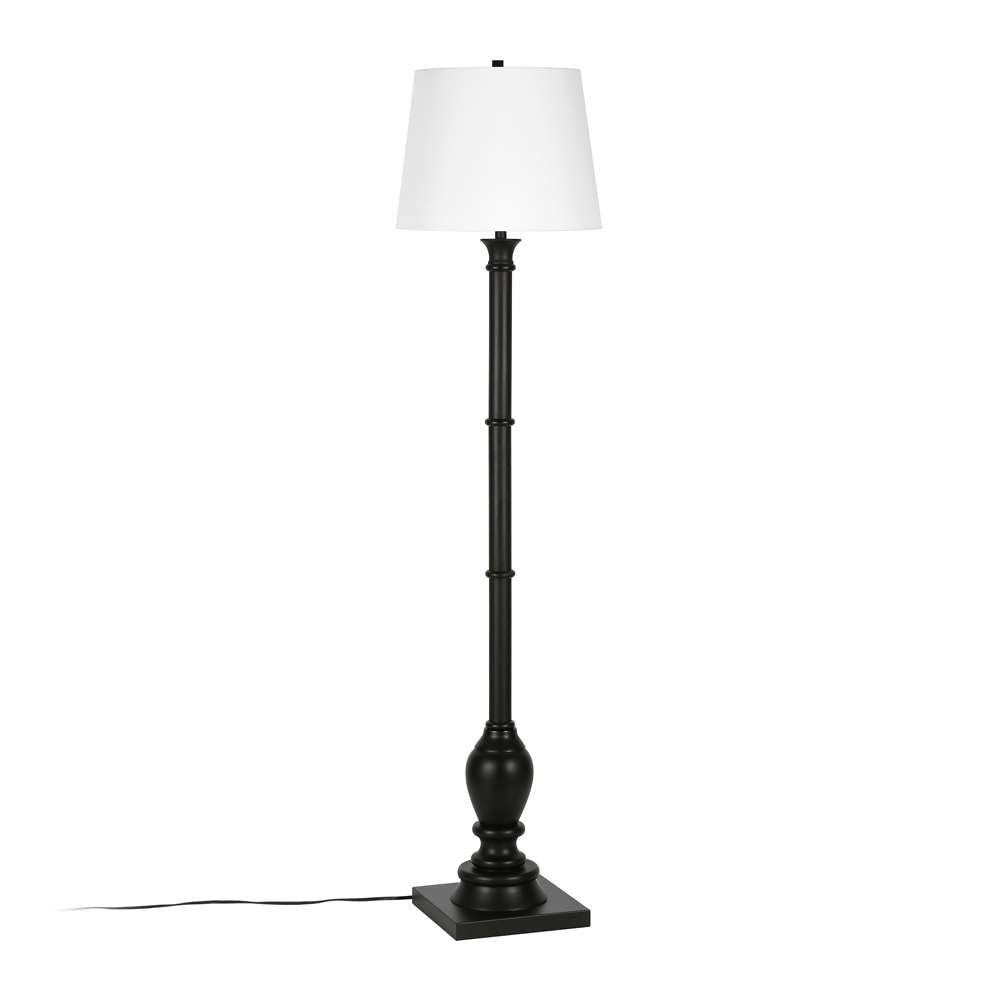 Hudson & Canal - Minnie Farmhouse Floor Lamp with Fabric Shade in Blackened Bronze/White - FL0367 veiw 3