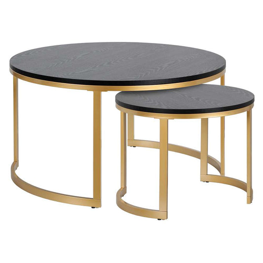 Hudson & Canal - Mitera Round Nested Coffee Table with MDF Top in Brass/Black Grain - CT1900 veiw 1