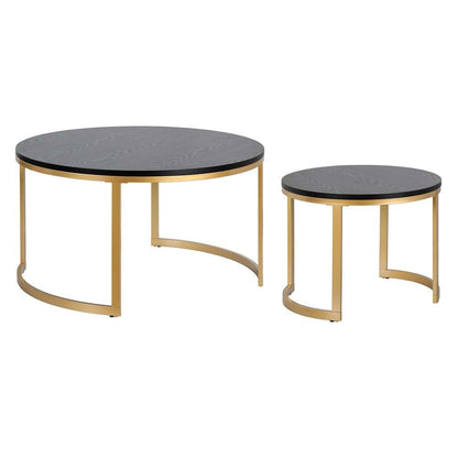 Hudson & Canal - Mitera Round Nested Coffee Table with MDF Top in Brass/Black Grain - CT1900 veiw 3