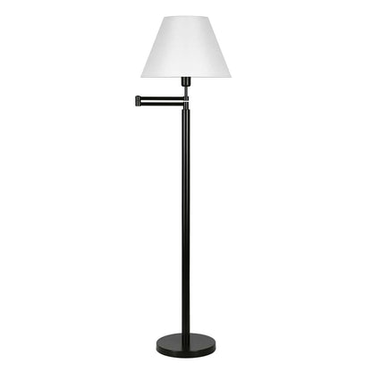 Hudson & Canal - Moby Swing Arm Floor Lamp with Fabric Empire Shade in Blackened Bronze/White - FL0347 veiw 1