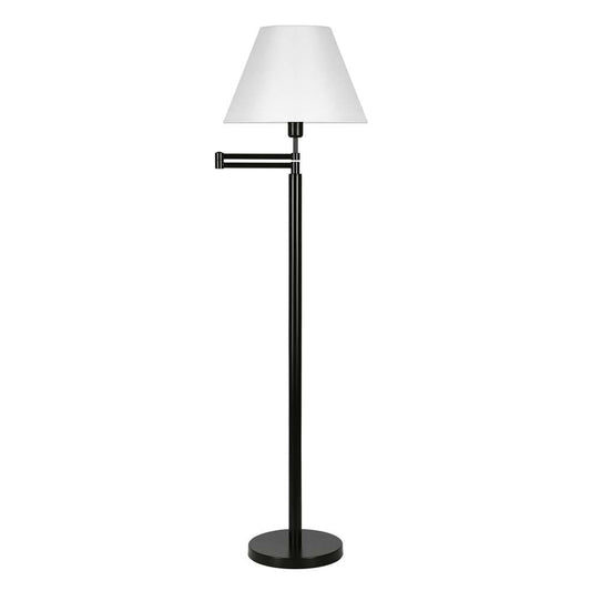 Hudson & Canal - Moby Swing Arm Floor Lamp with Fabric Empire Shade in Blackened Bronze/White - FL0347 veiw 1