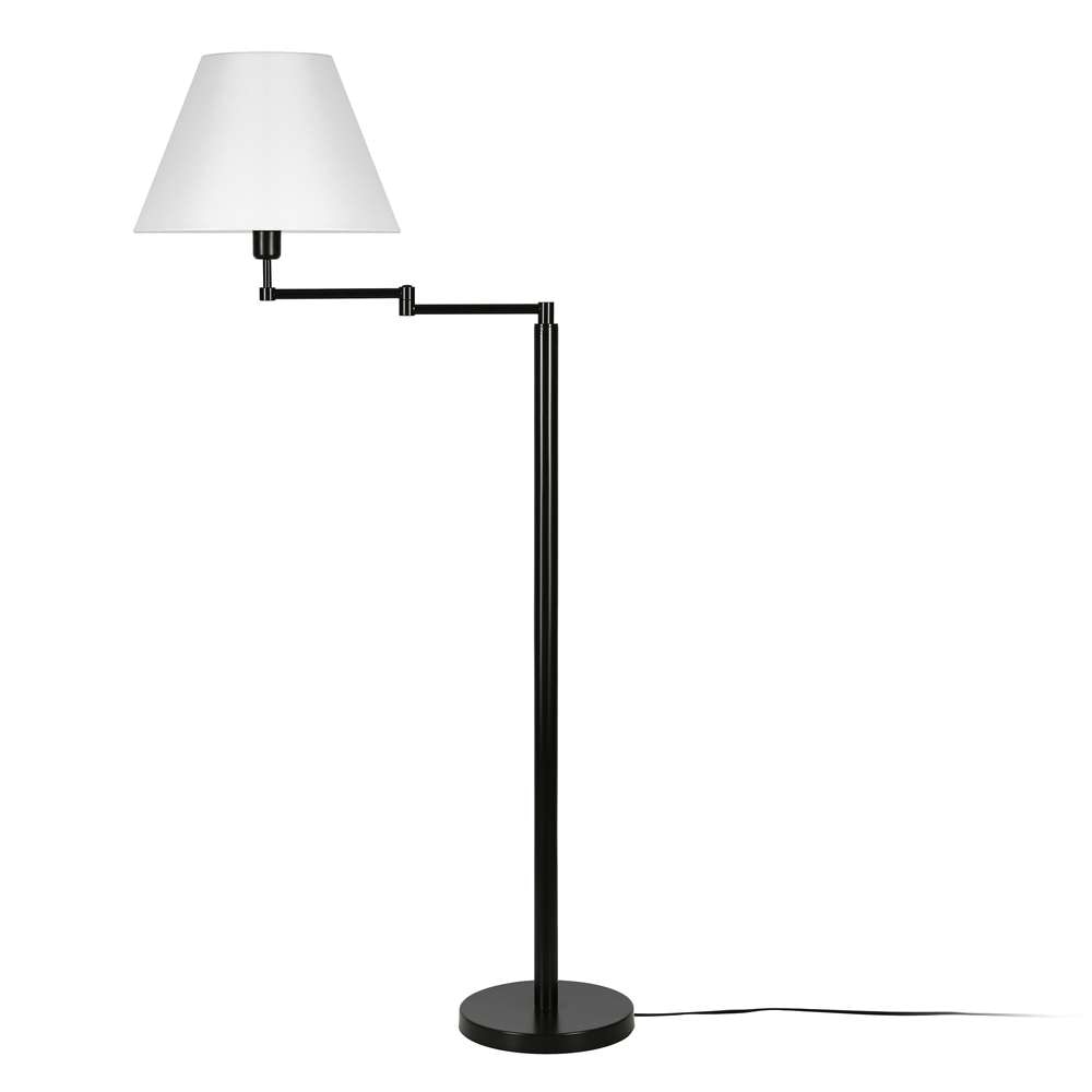 Hudson & Canal - Moby Swing Arm Floor Lamp with Fabric Empire Shade in Blackened Bronze/White - FL0347 veiw 3
