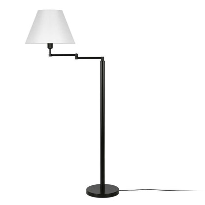 Hudson & Canal - Moby Swing Arm Floor Lamp with Fabric Empire Shade in Blackened Bronze/White - FL0347 veiw 3