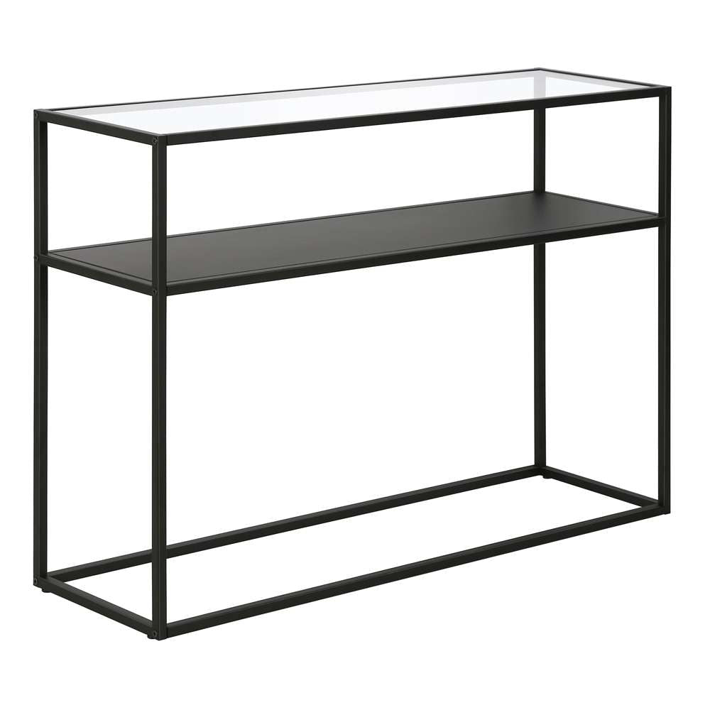 Hudson & Canal - Nellie 42in Wide Rectangular Console Table with Metal Shelf in Blackened Bronze - AT0573 veiw 1