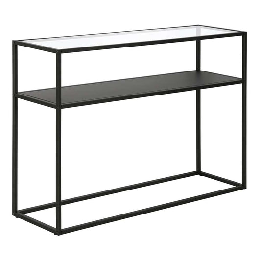 Hudson & Canal - Nellie 42in Wide Rectangular Console Table with Metal Shelf in Blackened Bronze - AT0573 veiw 1