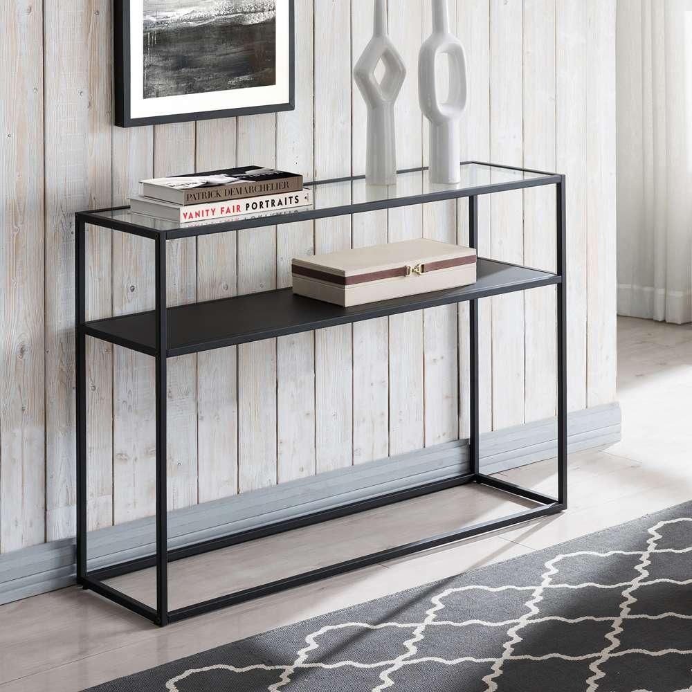 Hudson & Canal - Nellie 42in Wide Rectangular Console Table with Metal Shelf in Blackened Bronze - AT0573 veiw 2
