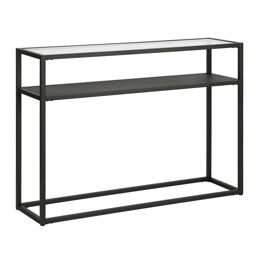 Hudson & Canal - Nellie 42in Wide Rectangular Console Table with Metal Mesh Shelf in Blackened Bronze - AT0415 veiw 1
