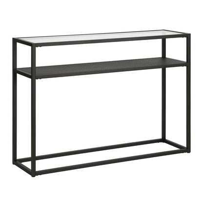 Hudson & Canal - Nellie 42in Wide Rectangular Console Table with Metal Mesh Shelf in Blackened Bronze - AT0415 veiw 1